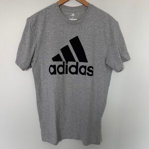 Adidas Men's Heather Gray Tee with Black Logo Size Medium